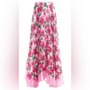 Alice + Olivia Katz Sunburst Pleated LinedFloral Maxi Skirt Pink Women's